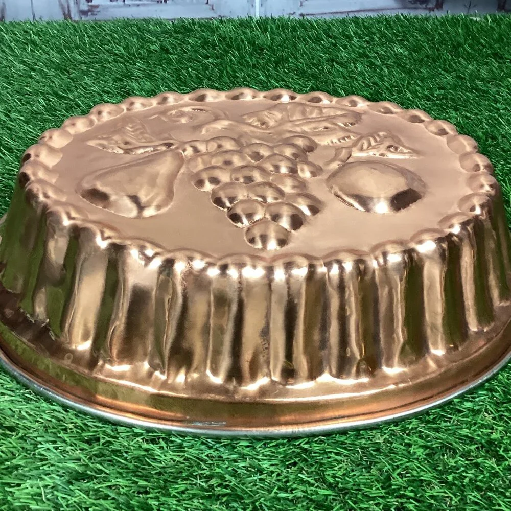 Vintage Oval Copper Cake Mold Large Fruit
